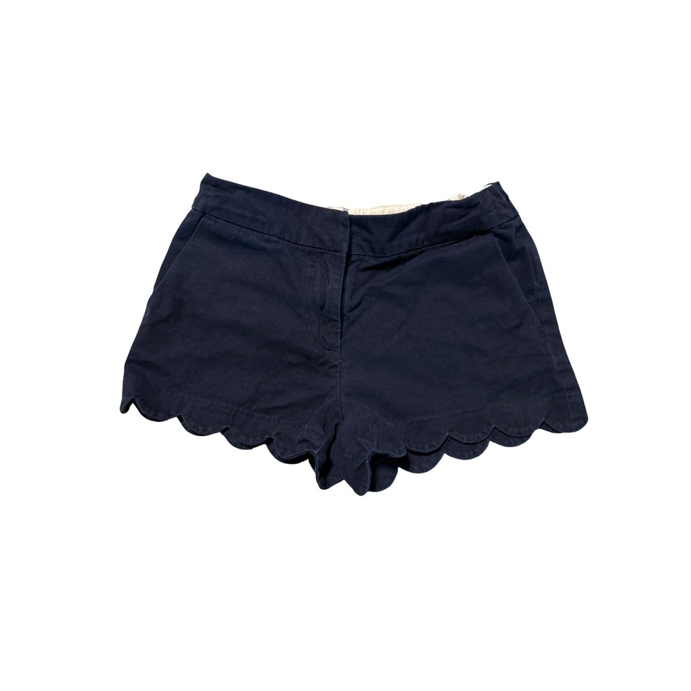 Crewcuts Girl Size 10 Navy Blue Shorts Scallop Hem Chino Adjustable Waist